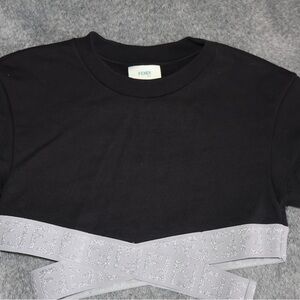Fendi Black Top with Silver Logo Band